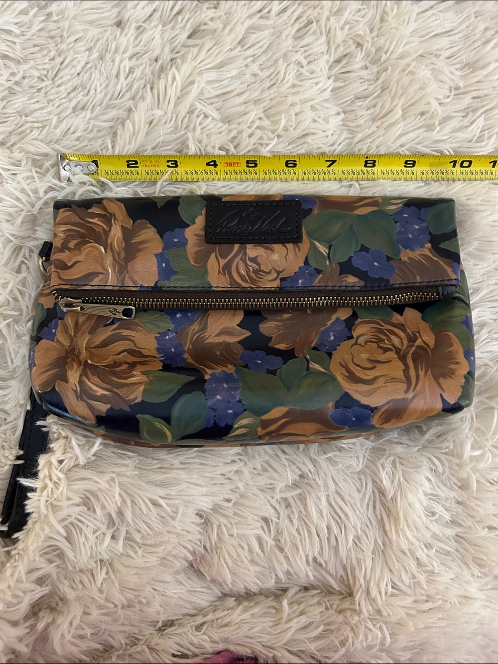 Patricia Nash Floral Print Fold-Over Wristlet Clutch - Navy, Brown & Green